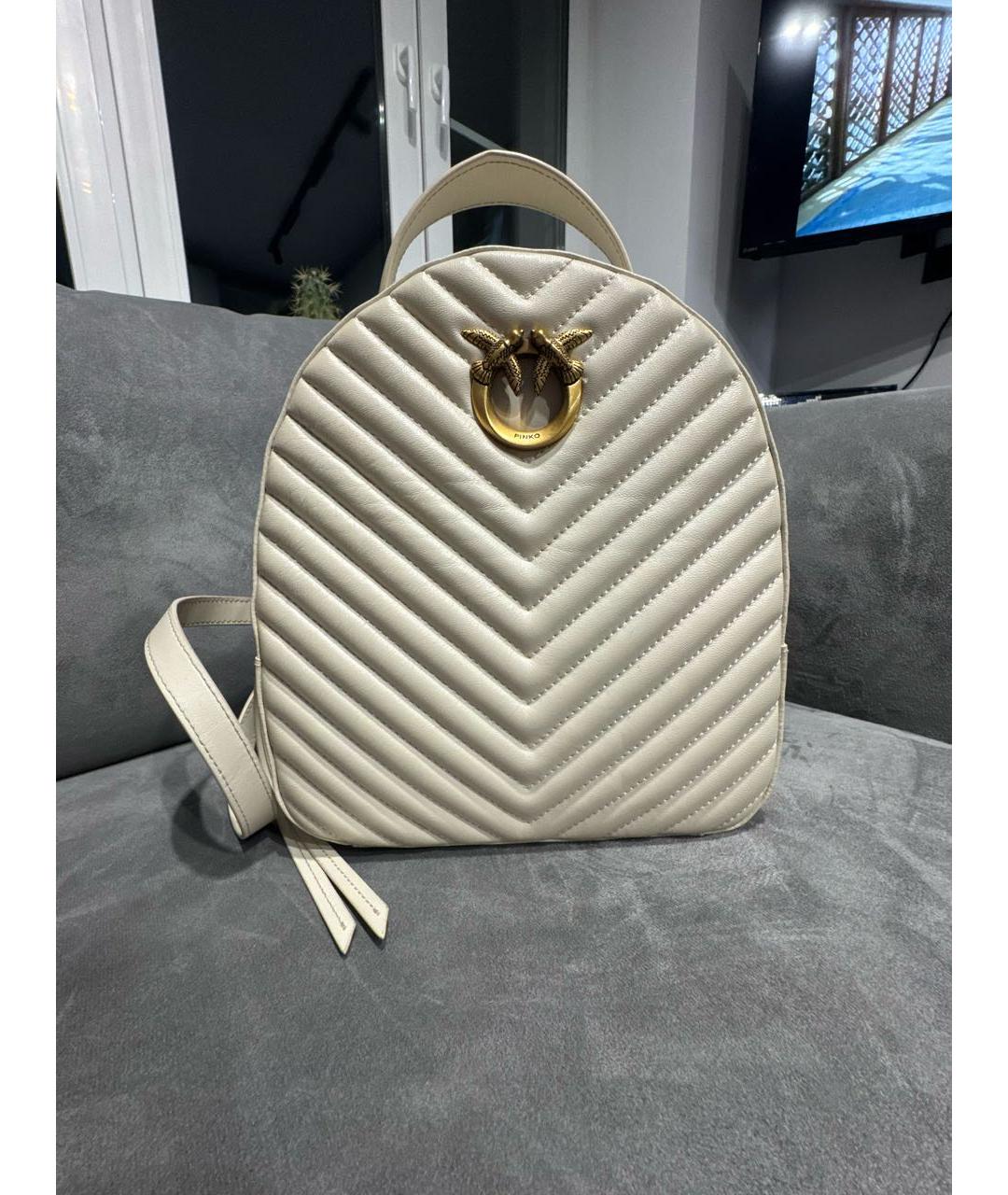 PINKO Бежевый кожаный рюкзак, фото 8