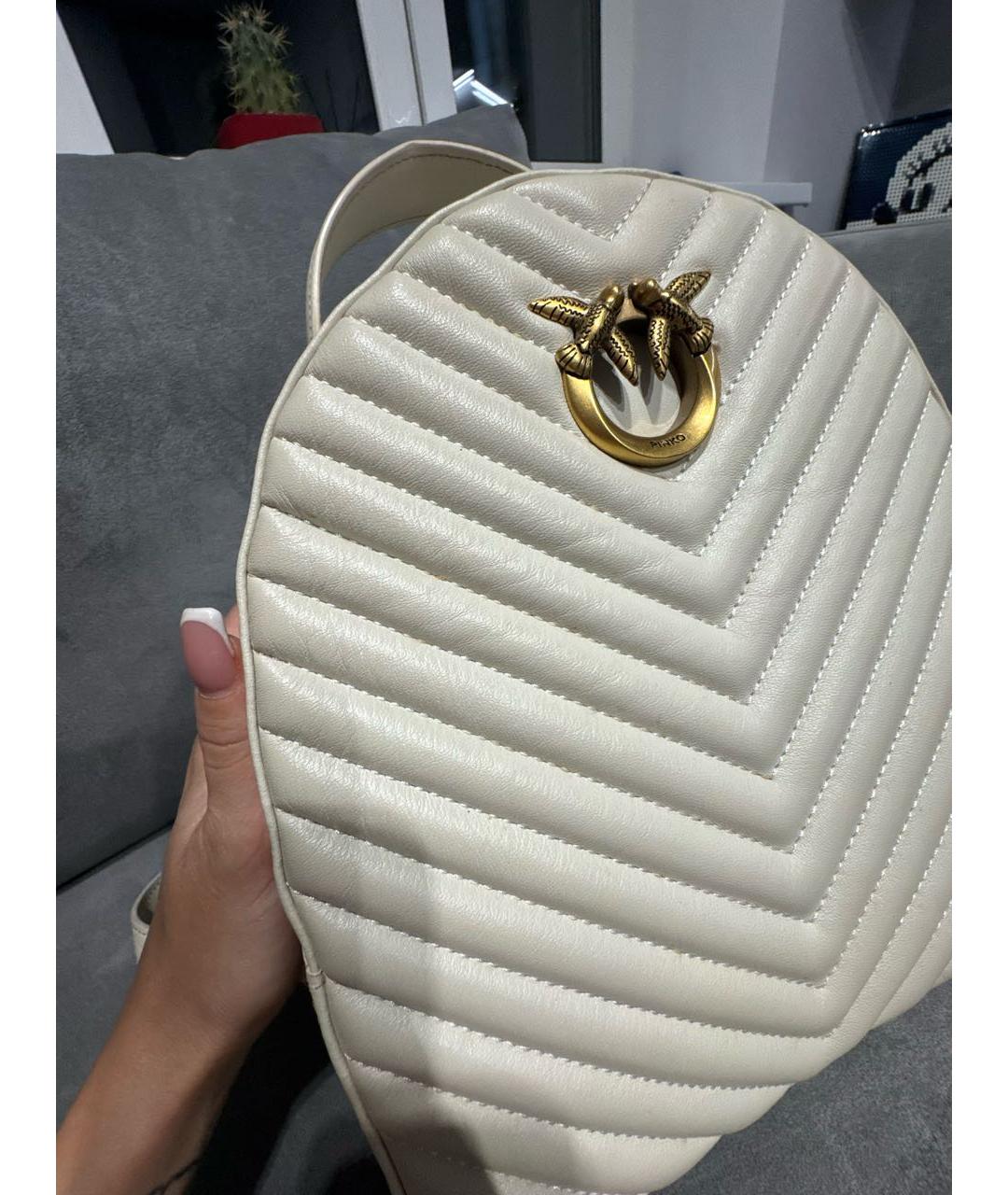 PINKO Бежевый кожаный рюкзак, фото 5