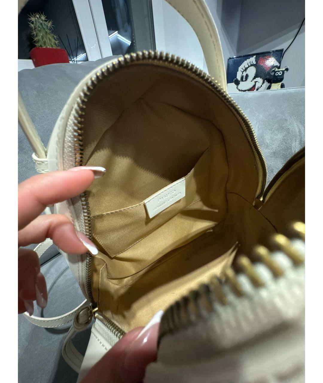 PINKO Бежевый кожаный рюкзак, фото 4