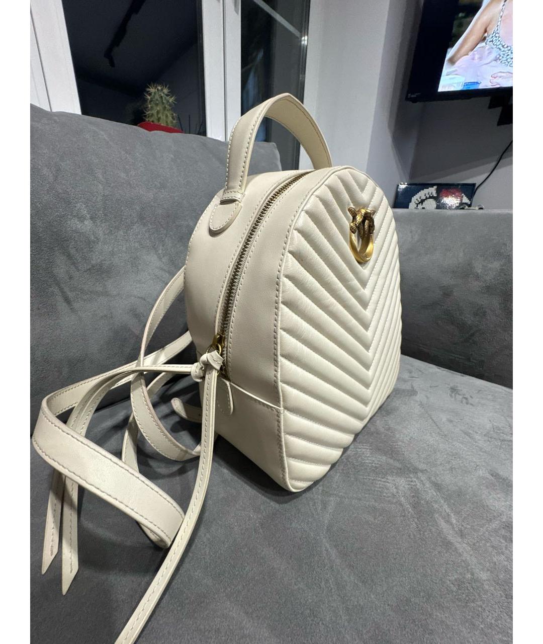 PINKO Бежевый кожаный рюкзак, фото 2