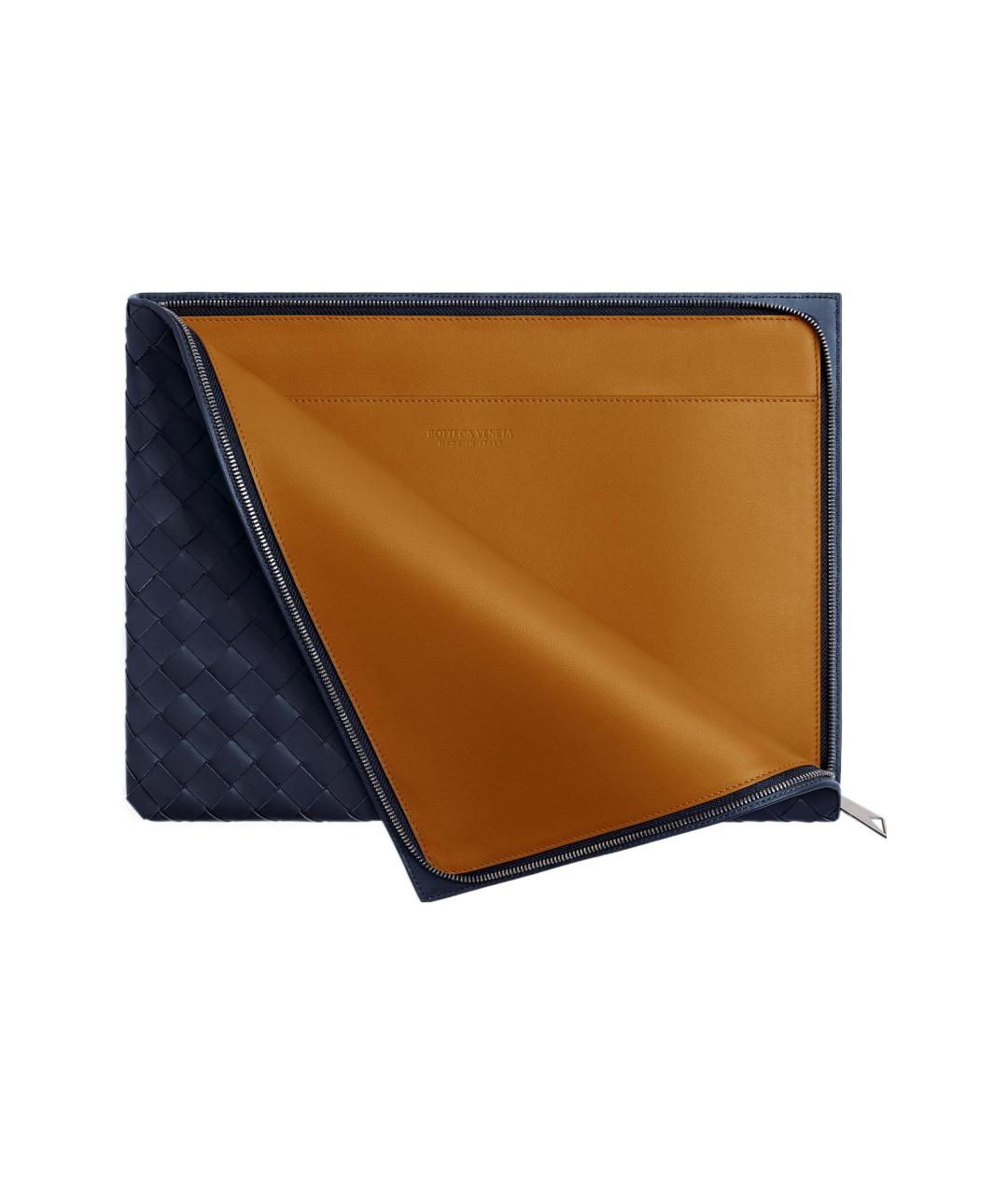 BOTTEGA VENETA Темно-синяя кожаная папка для документов, фото 4