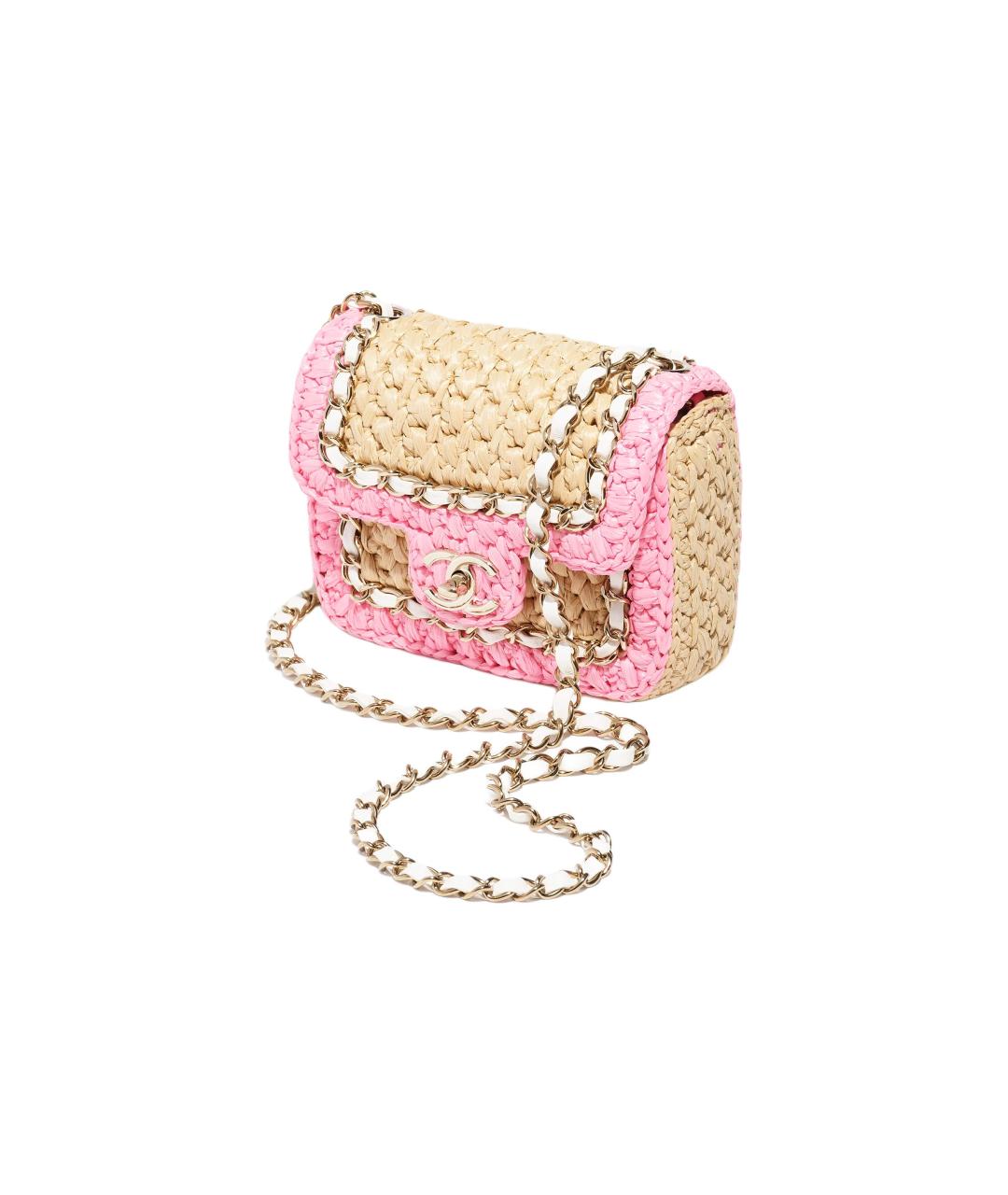 CHANEL Розовая пелетеная сумка через плечо, фото 5