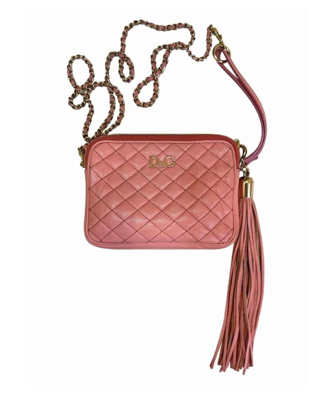 DOLCE&GABBANA Розовая кожаная сумка через плечо, фото 5