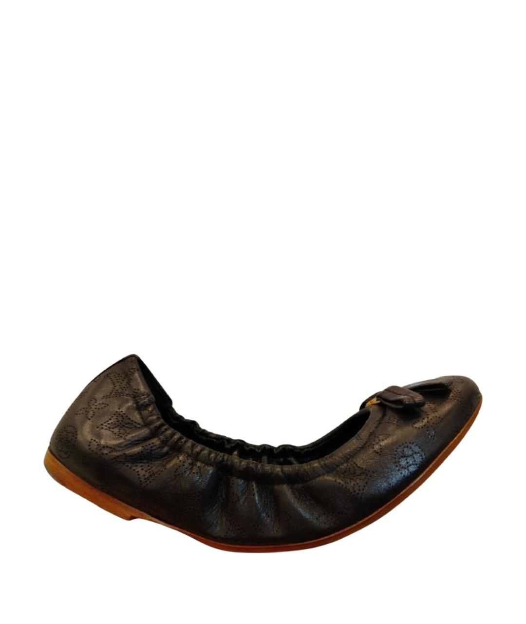 LOUIS VUITTON Черные кожаные балетки, фото 1