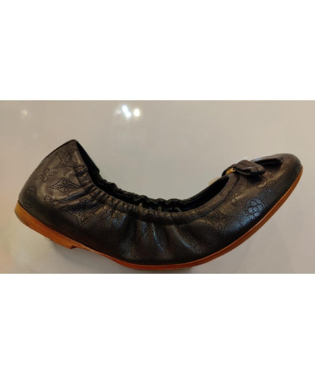 LOUIS VUITTON Черные кожаные балетки, фото 7