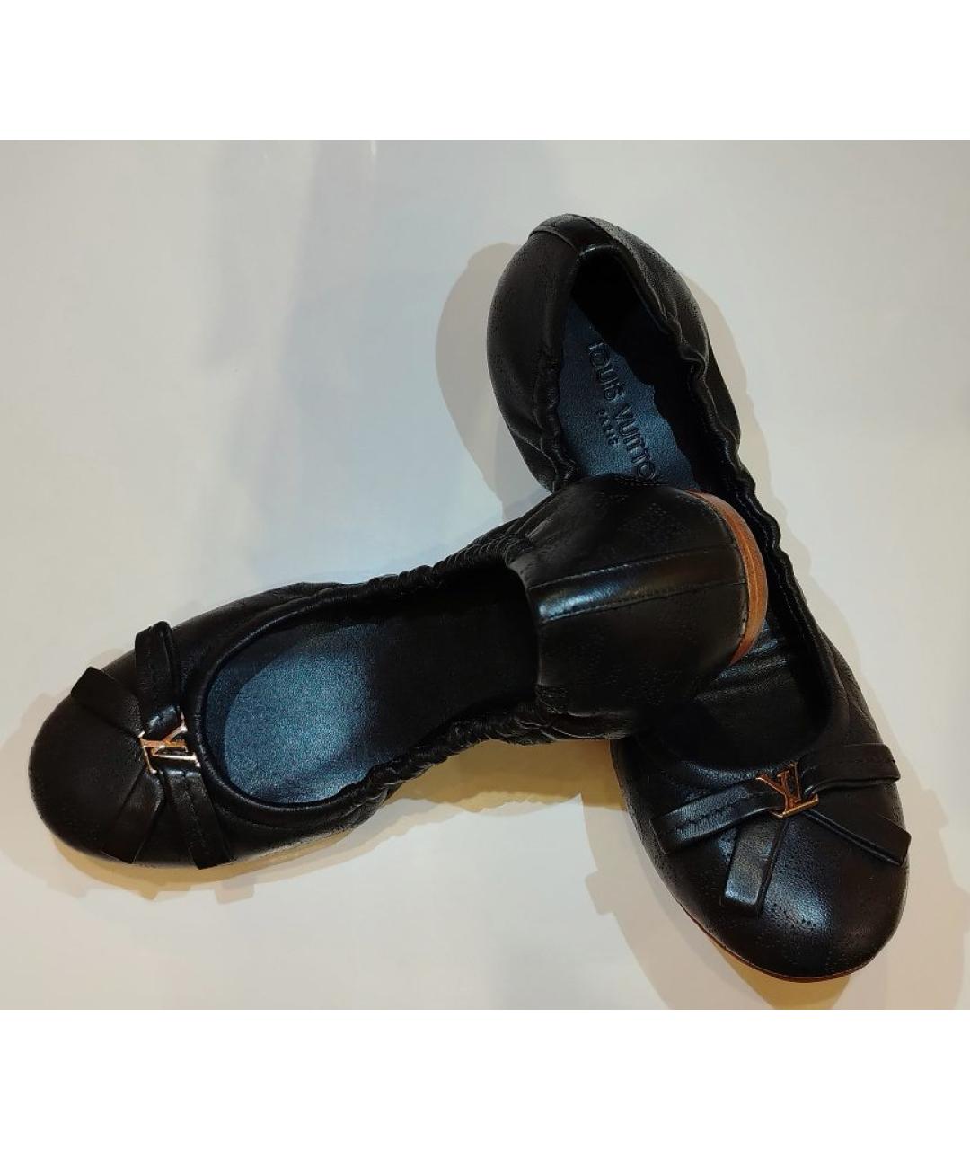 LOUIS VUITTON Черные кожаные балетки, фото 5