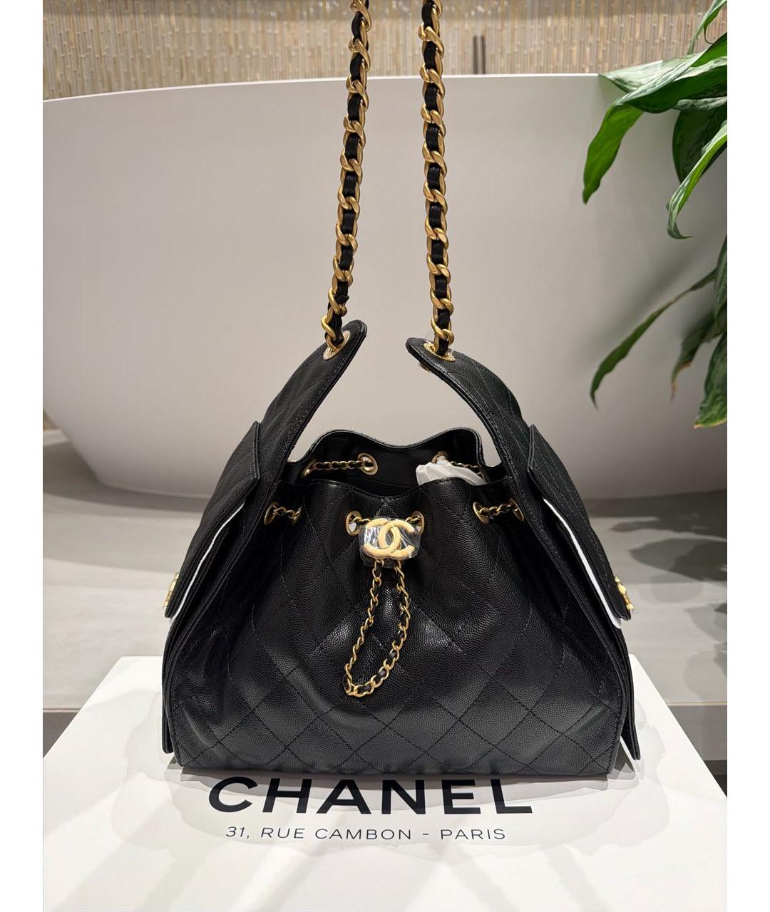 CHANEL Черная кожаная сумка через плечо, фото 6