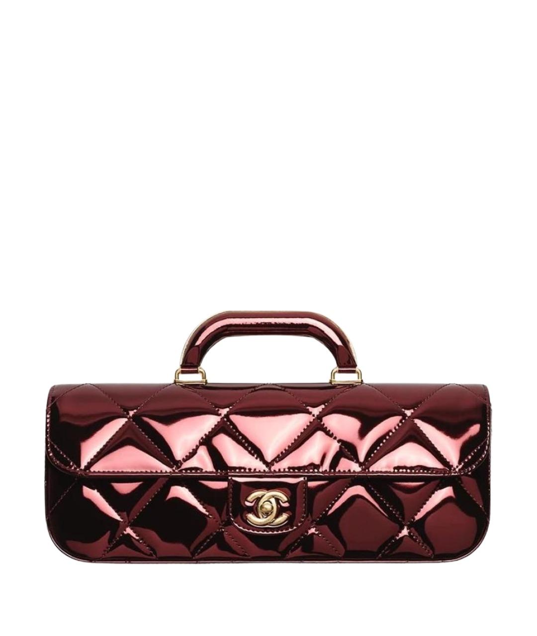 CHANEL Бордовая сумка с короткими ручками из лакированной кожи, фото 1