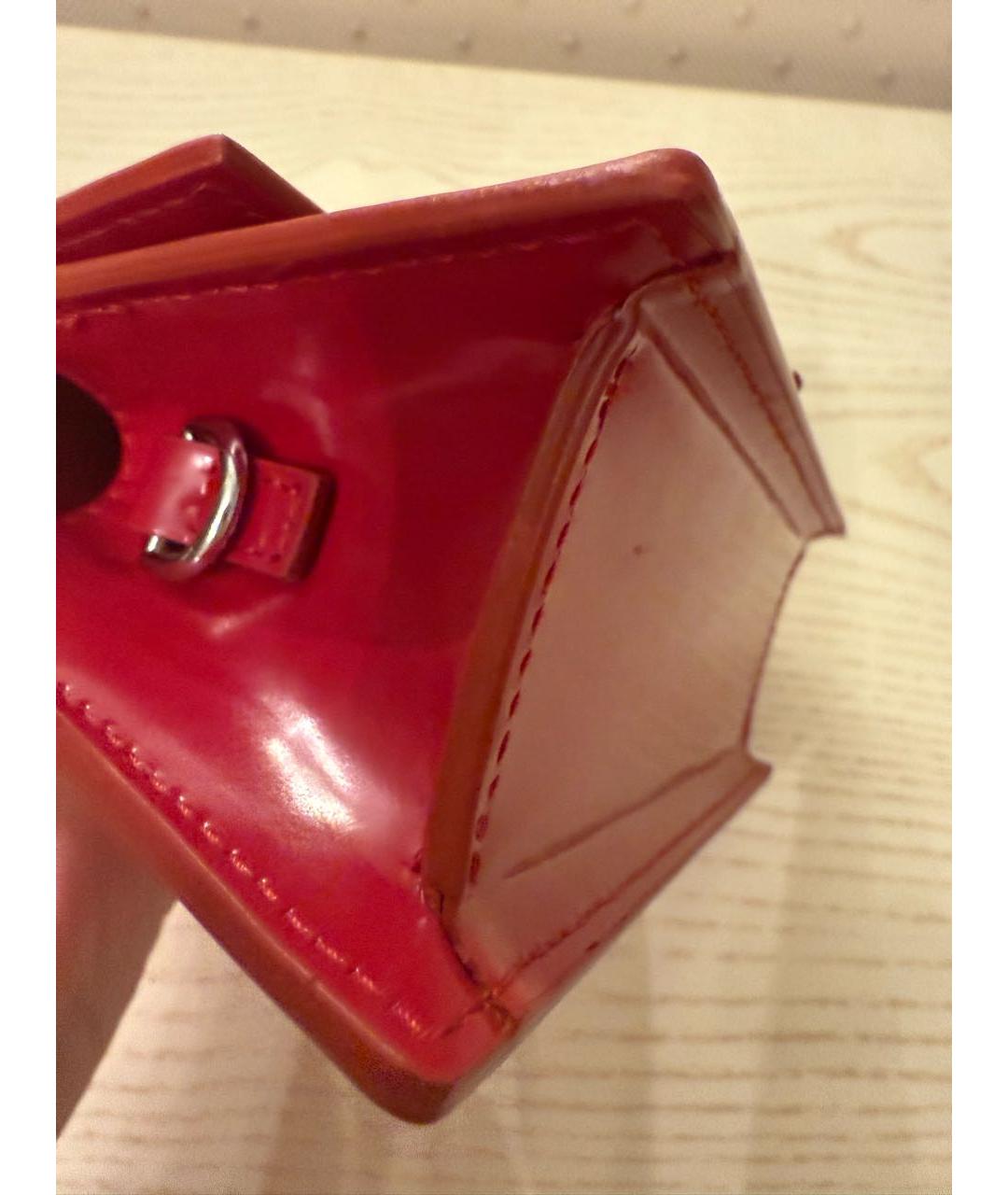JACQUEMUS Красная кожаная сумка с короткими ручками, фото 4