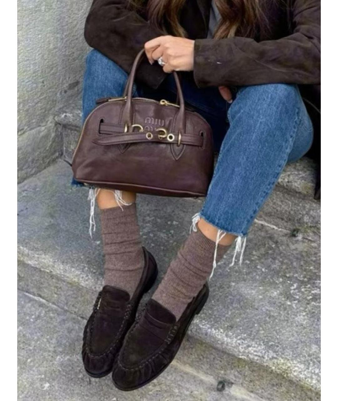 SAINT LAURENT Коричневые замшевые лоферы, фото 6