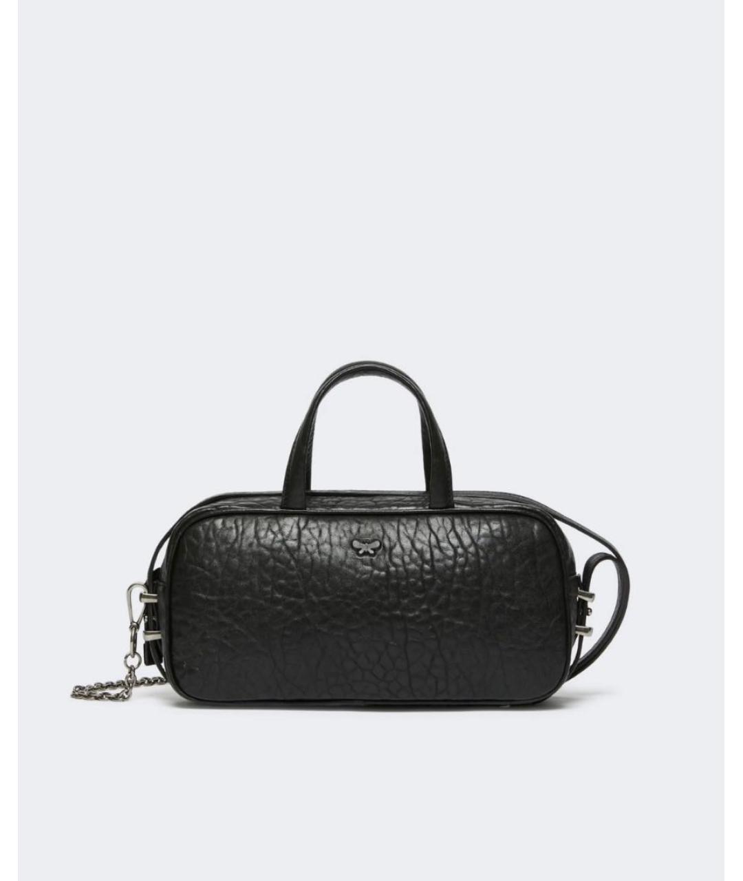 WEEKEND MAX MARA Черная кожаная сумка с короткими ручками, фото 7