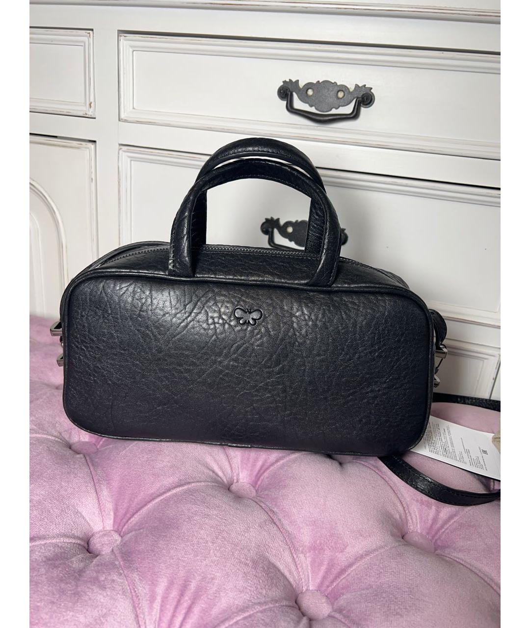 WEEKEND MAX MARA Черная кожаная сумка с короткими ручками, фото 4