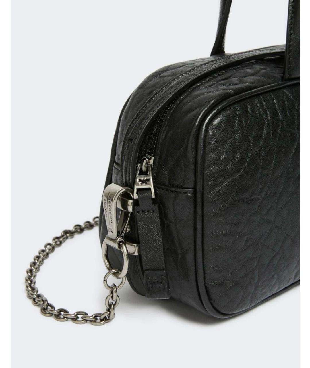 WEEKEND MAX MARA Черная кожаная сумка с короткими ручками, фото 4