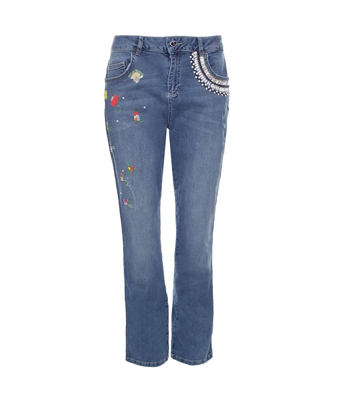 TWIN-SET Синие хлопко-эластановые прямые джинсы, фото 1