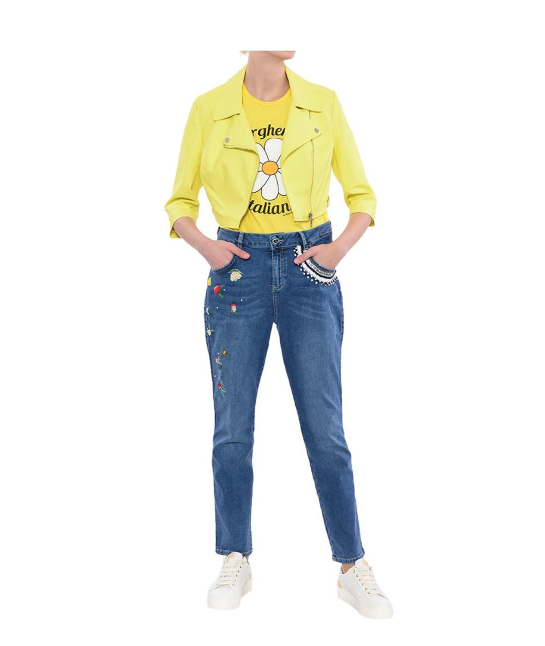 TWIN-SET Синие хлопко-эластановые прямые джинсы, фото 5