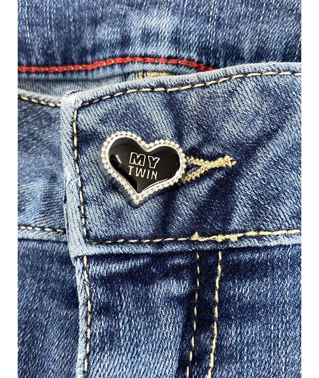 TWIN-SET Синие хлопко-эластановые прямые джинсы, фото 4