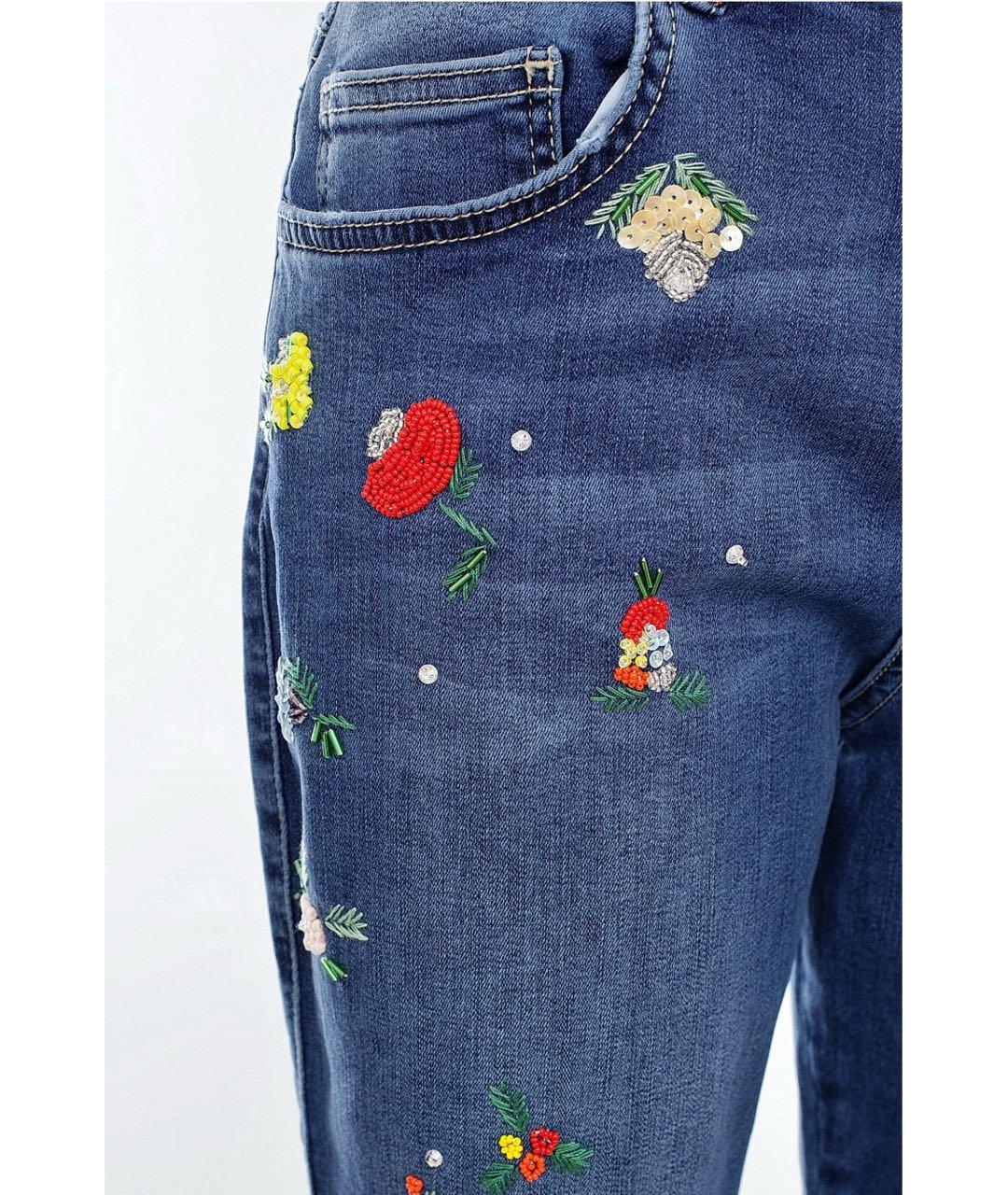 TWIN-SET Синие хлопко-эластановые прямые джинсы, фото 6