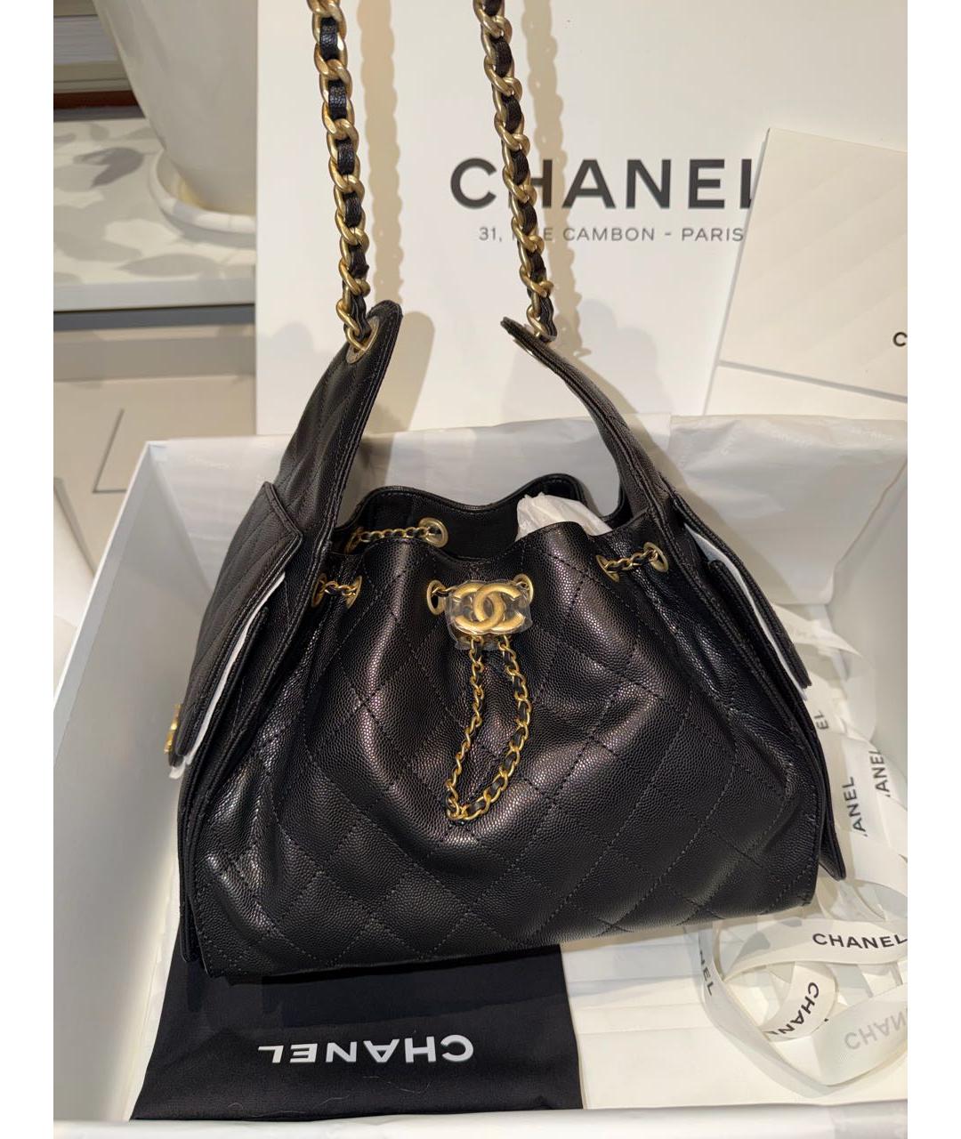 CHANEL Черная кожаная сумка через плечо, фото 5