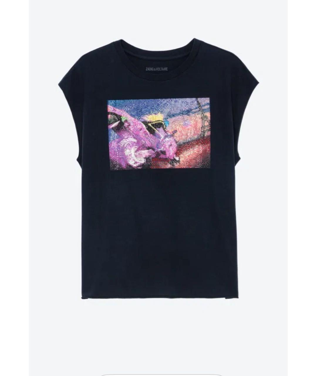 ZADIG & VOLTAIRE Темно-синяя хлопковая футболка, фото 5