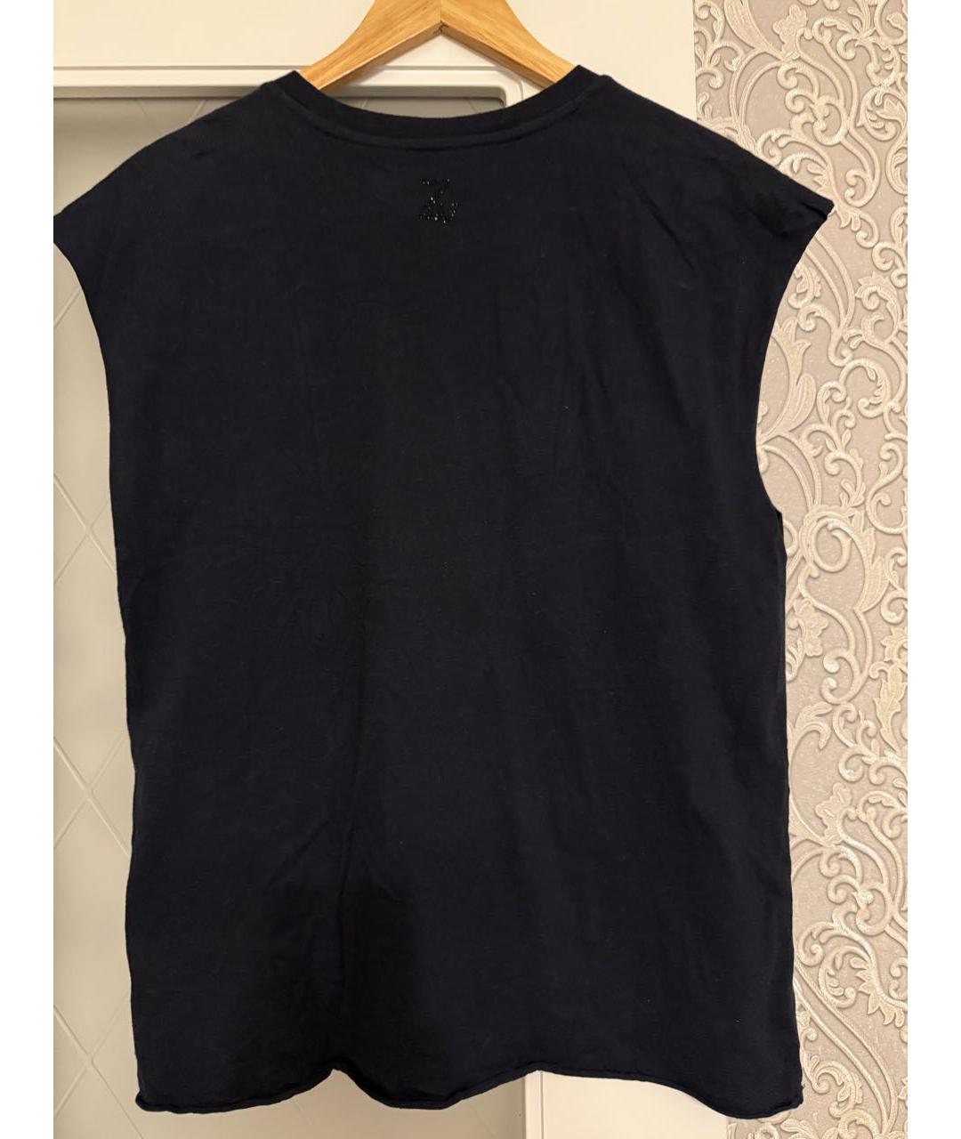 ZADIG & VOLTAIRE Темно-синяя хлопковая футболка, фото 2