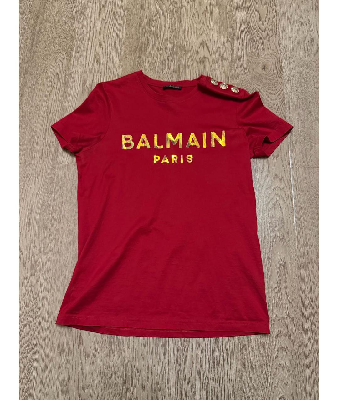 BALMAIN Красная хлопковая футболка, фото 3