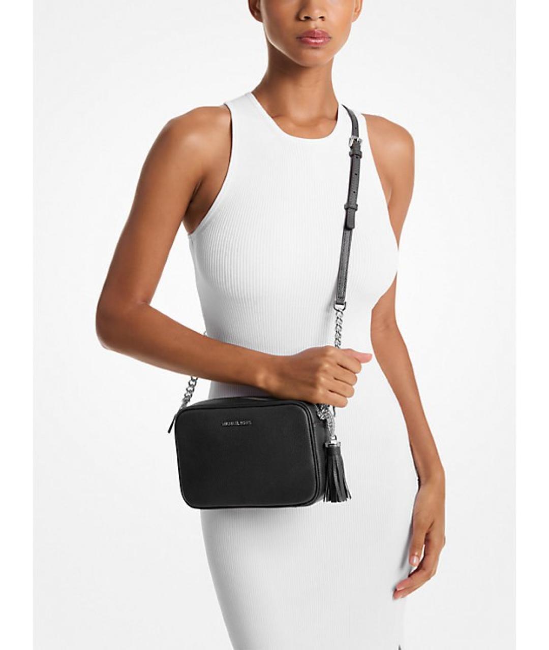 MICHAEL KORS Черная кожаная сумка через плечо, фото 4