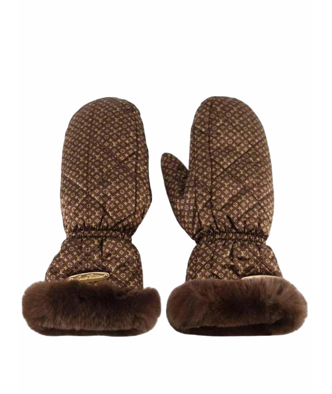 LOUIS VUITTON Коричневые варежки, фото 1