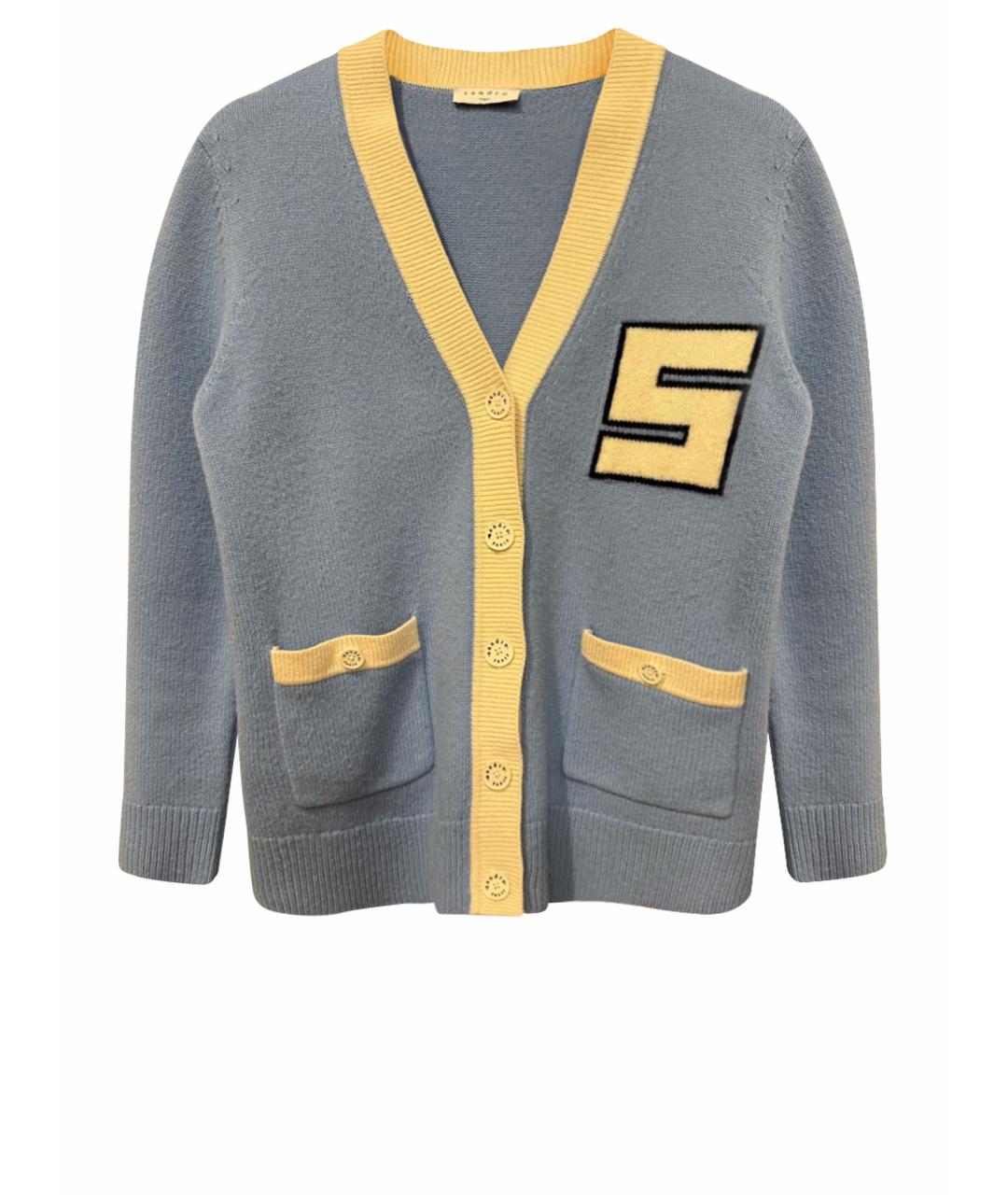 SANDRO Голубой шерстяной кардиган, фото 1