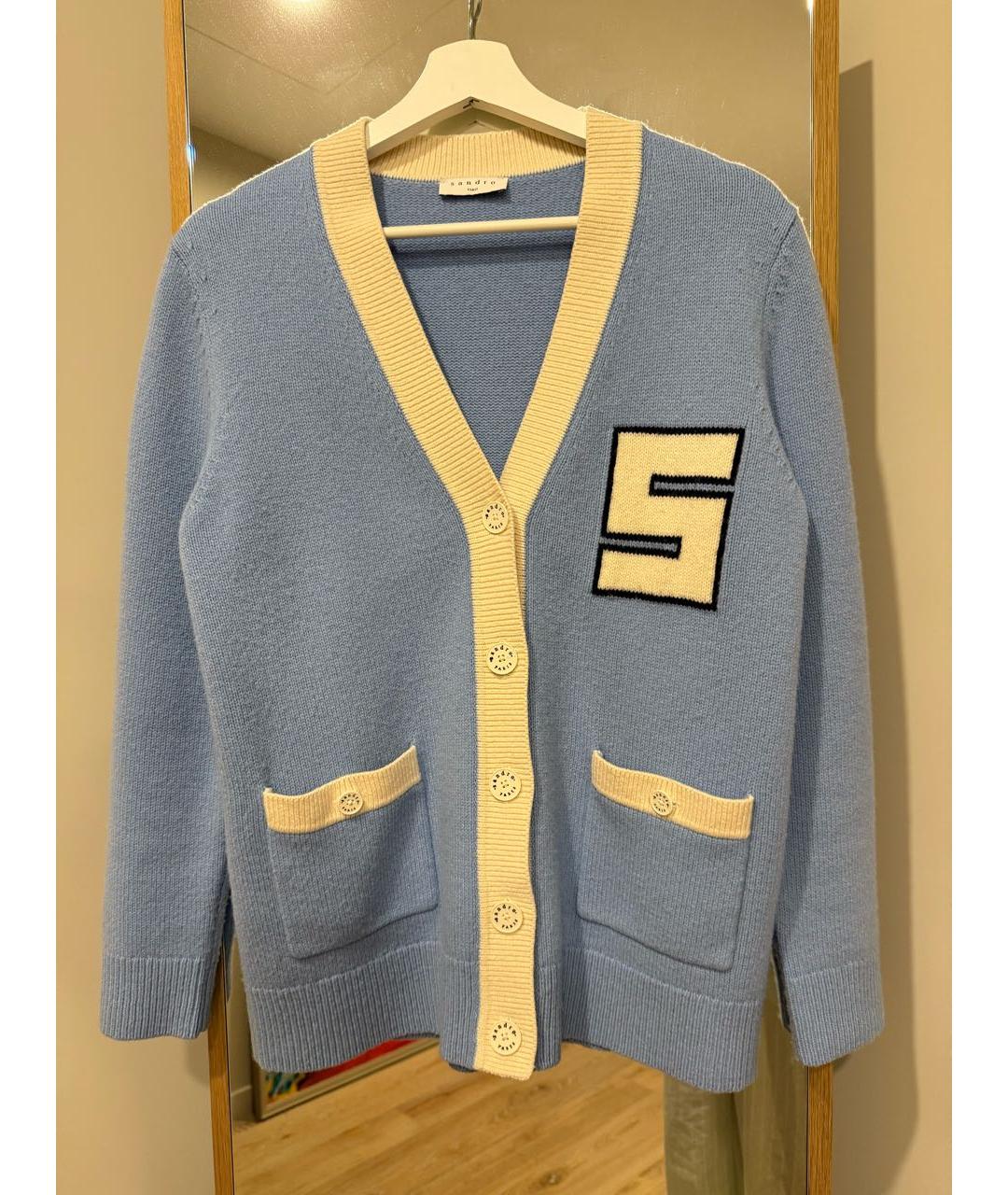 SANDRO Голубой шерстяной кардиган, фото 8