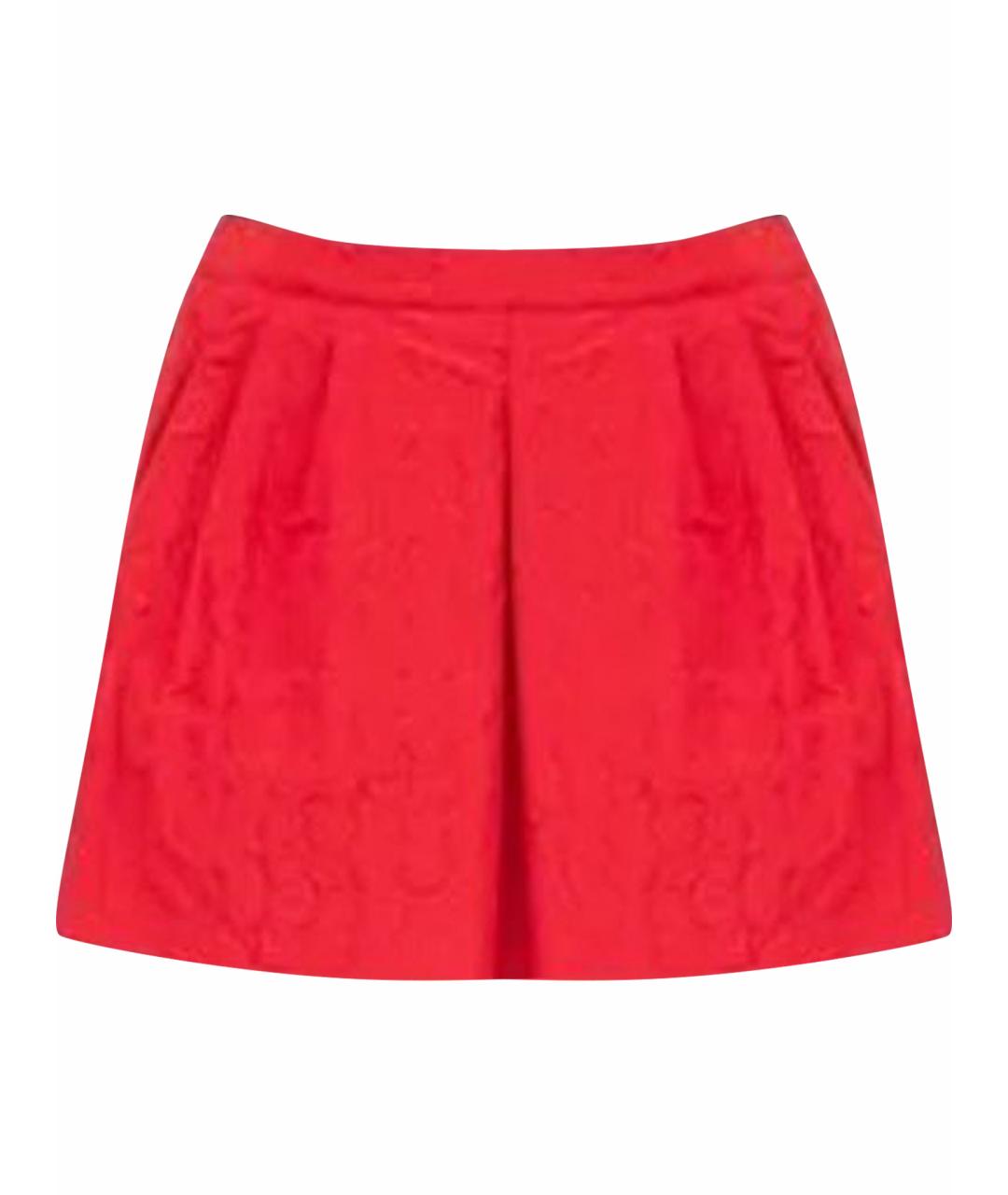 PRADA Красная шелковая юбка мини, фото 1