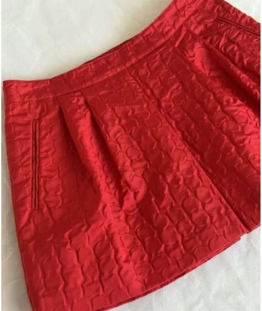 PRADA Красная шелковая юбка мини, фото 6