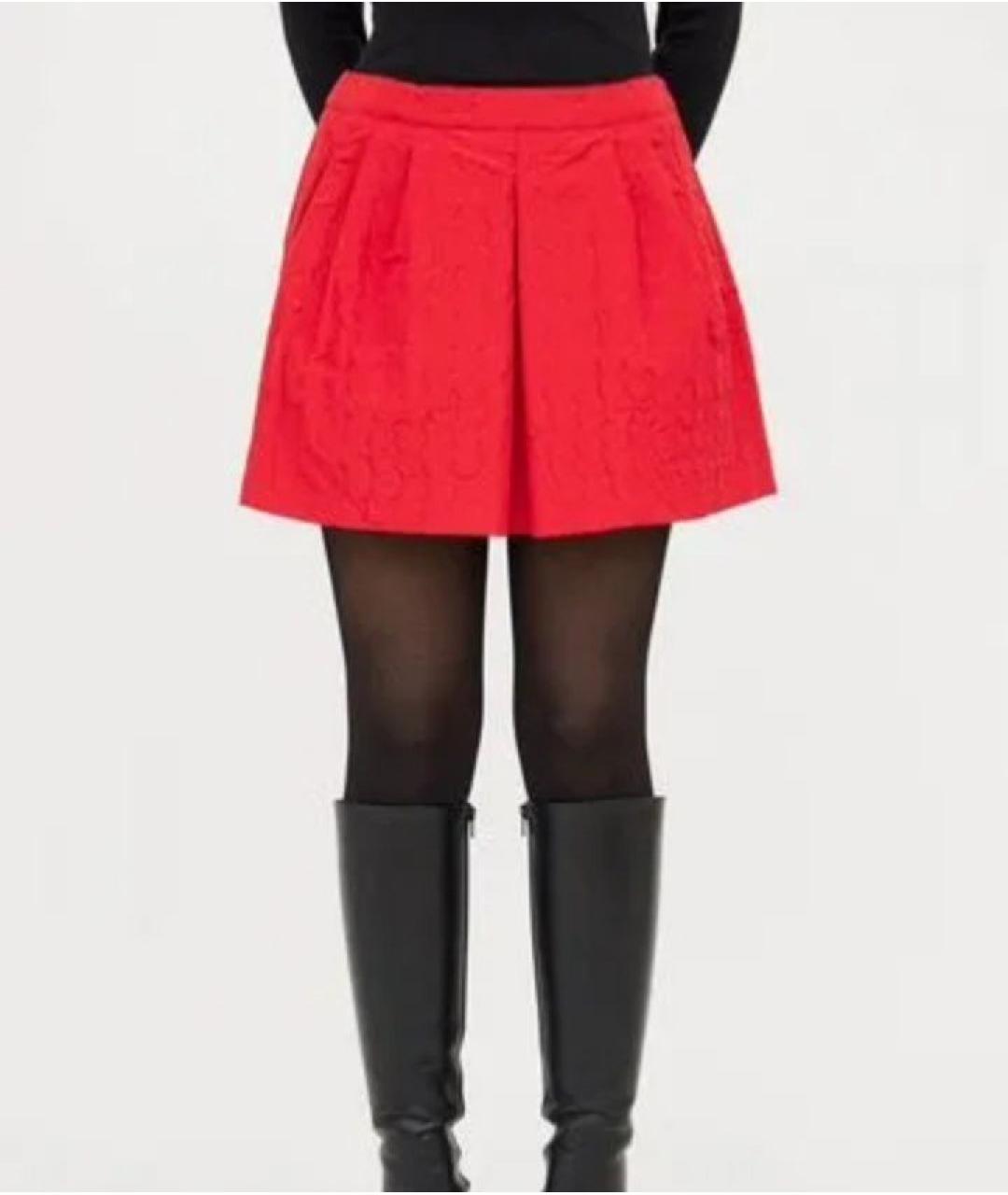 PRADA Красная шелковая юбка мини, фото 2
