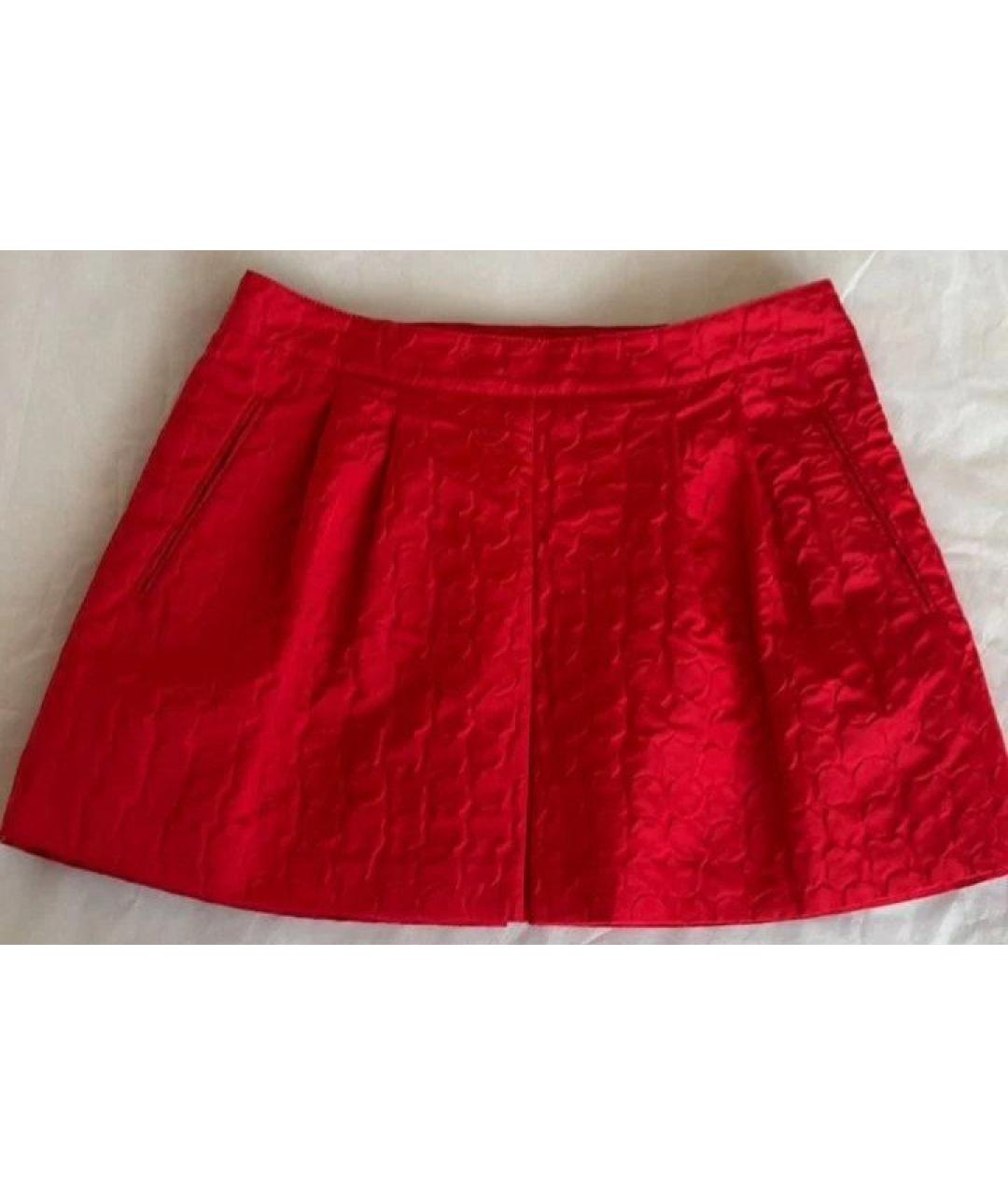 PRADA Красная шелковая юбка мини, фото 10