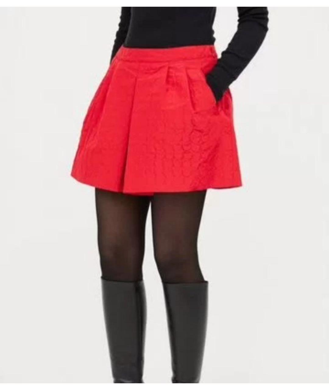 PRADA Красная шелковая юбка мини, фото 3