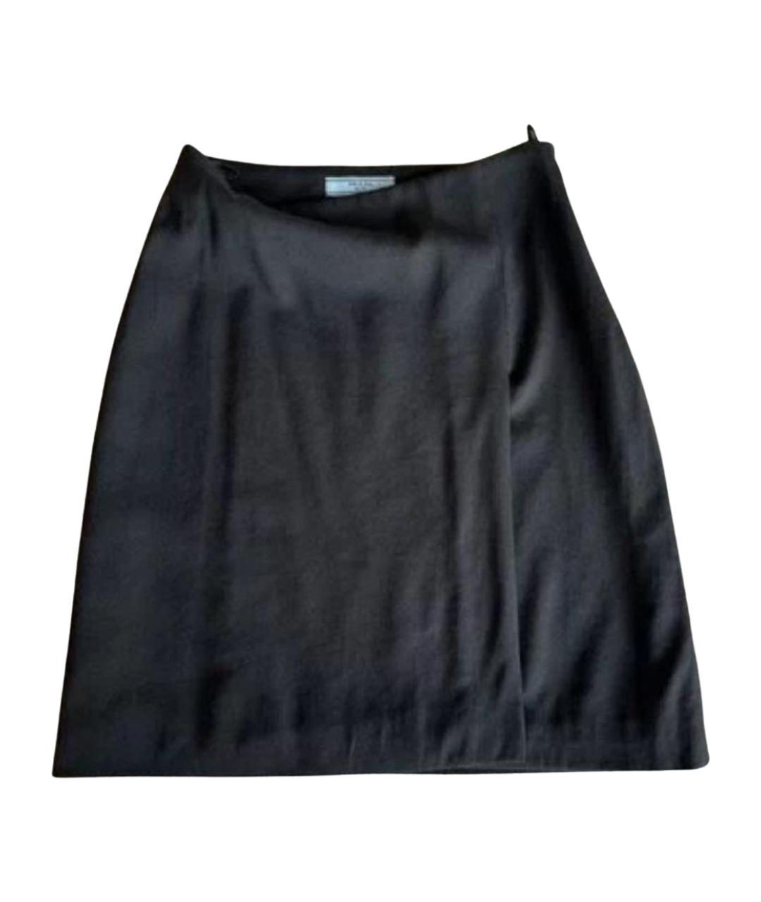 PRADA Черная шерстяная юбка миди, фото 1