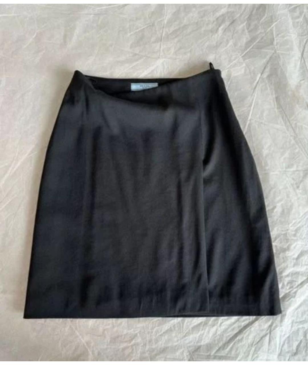 PRADA Черная шерстяная юбка миди, фото 5