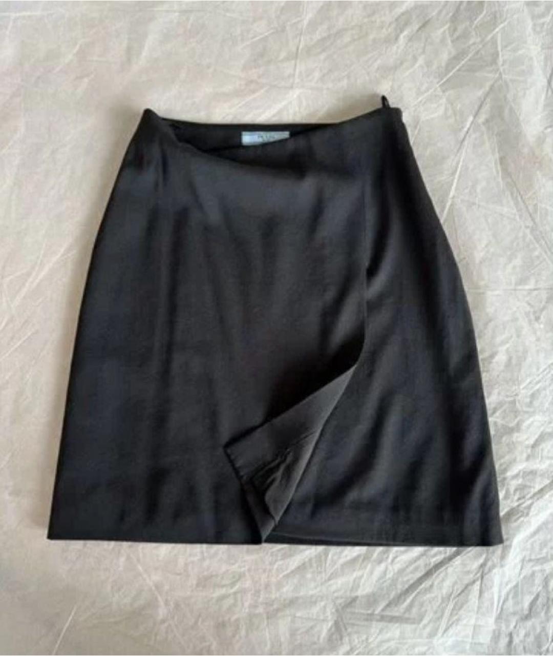 PRADA Черная шерстяная юбка миди, фото 2