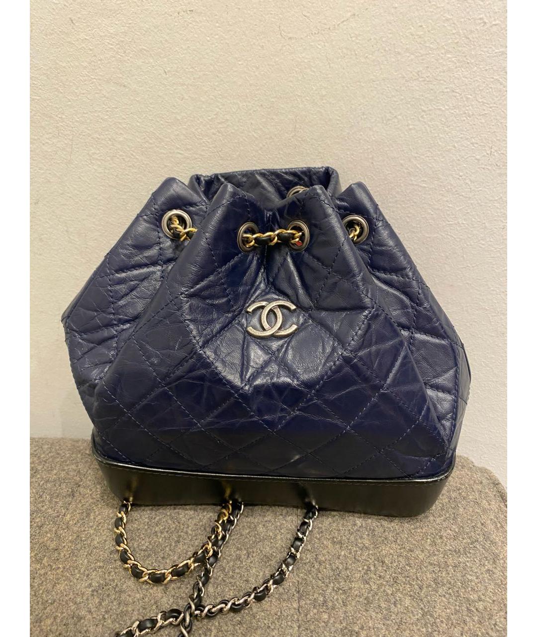 CHANEL Темно-синяя кожаная сумка через плечо, фото 4