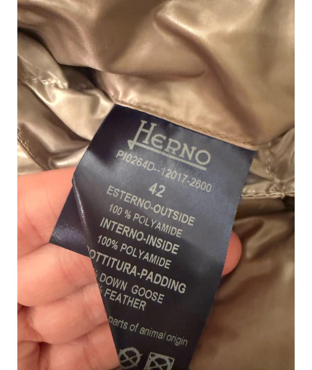 HERNO Бежевый полиамидовый жилет, фото 4