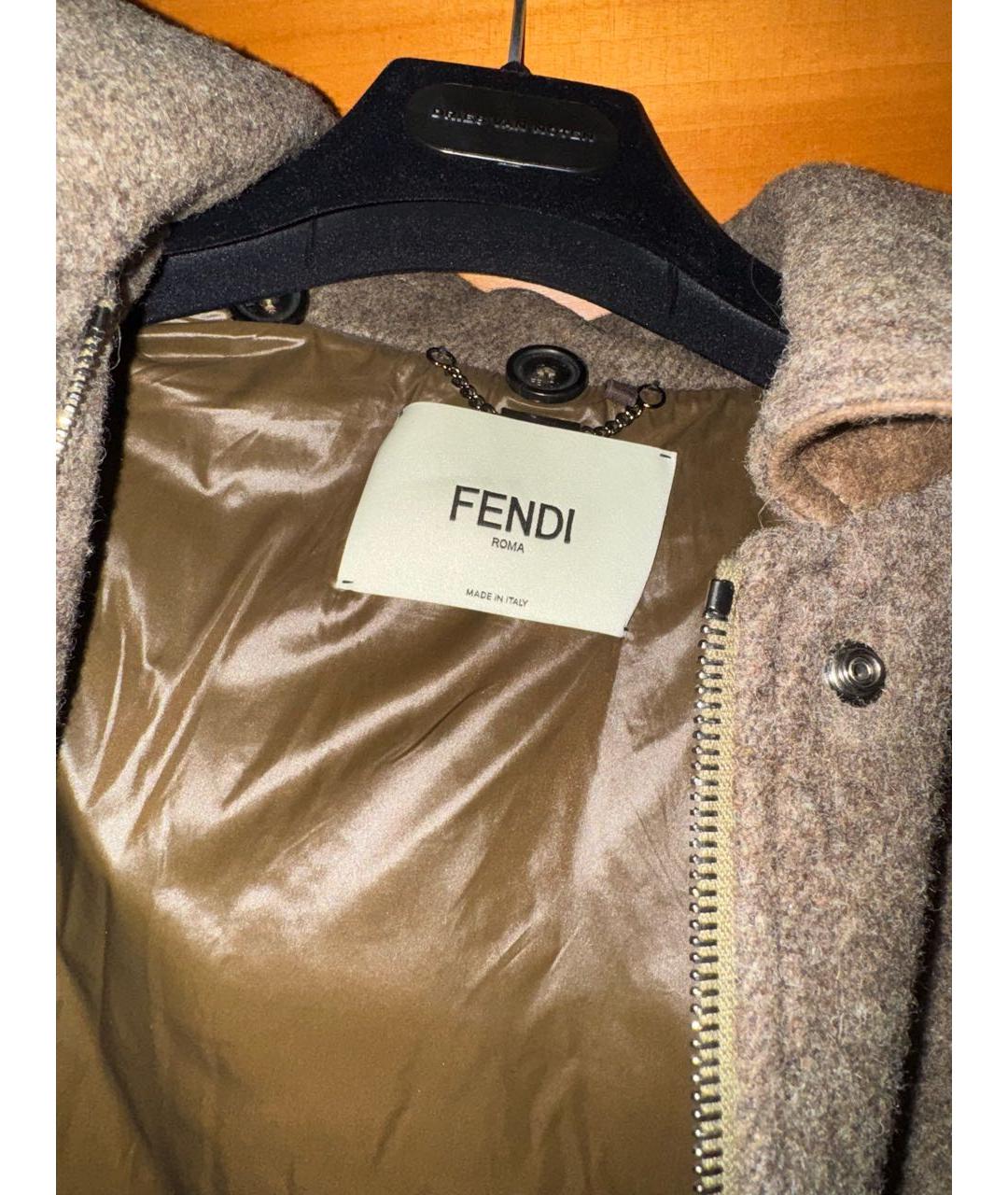 FENDI Хаки шерстяная парка, фото 3