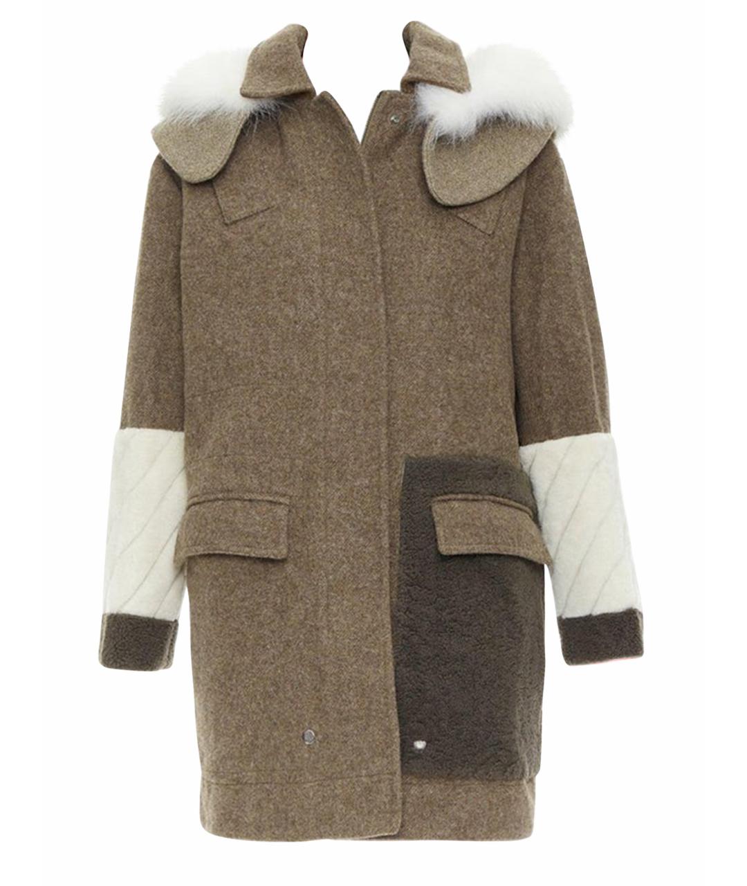 FENDI Хаки шерстяная парка, фото 1