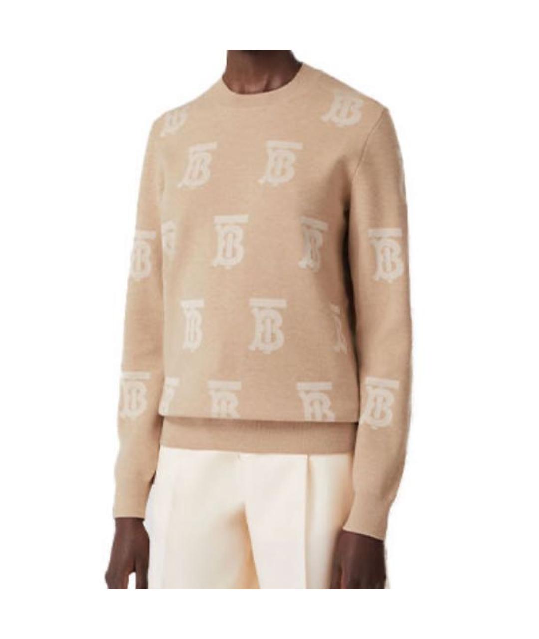 BURBERRY Бежевый кашемировый джемпер / свитер, фото 3