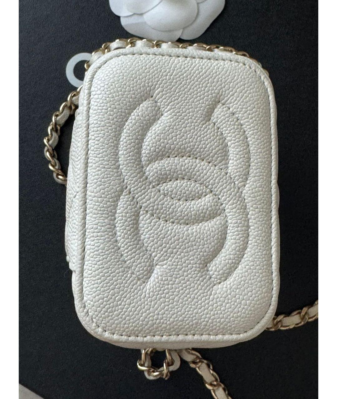 CHANEL Белая кожаная сумка через плечо, фото 6