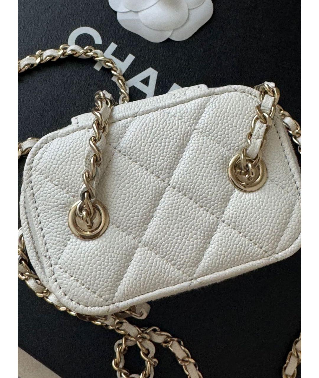 CHANEL Белая кожаная сумка через плечо, фото 3