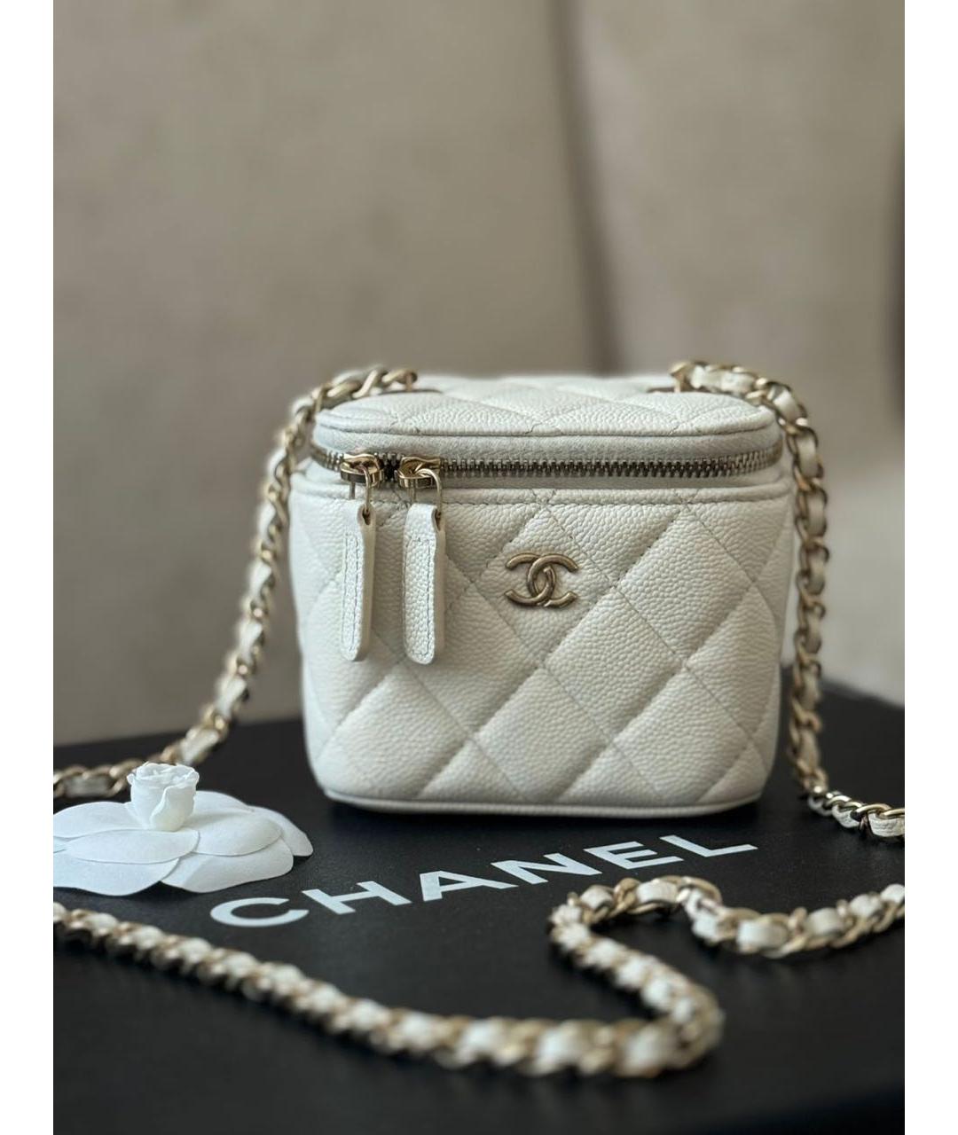 CHANEL Белая кожаная сумка через плечо, фото 7