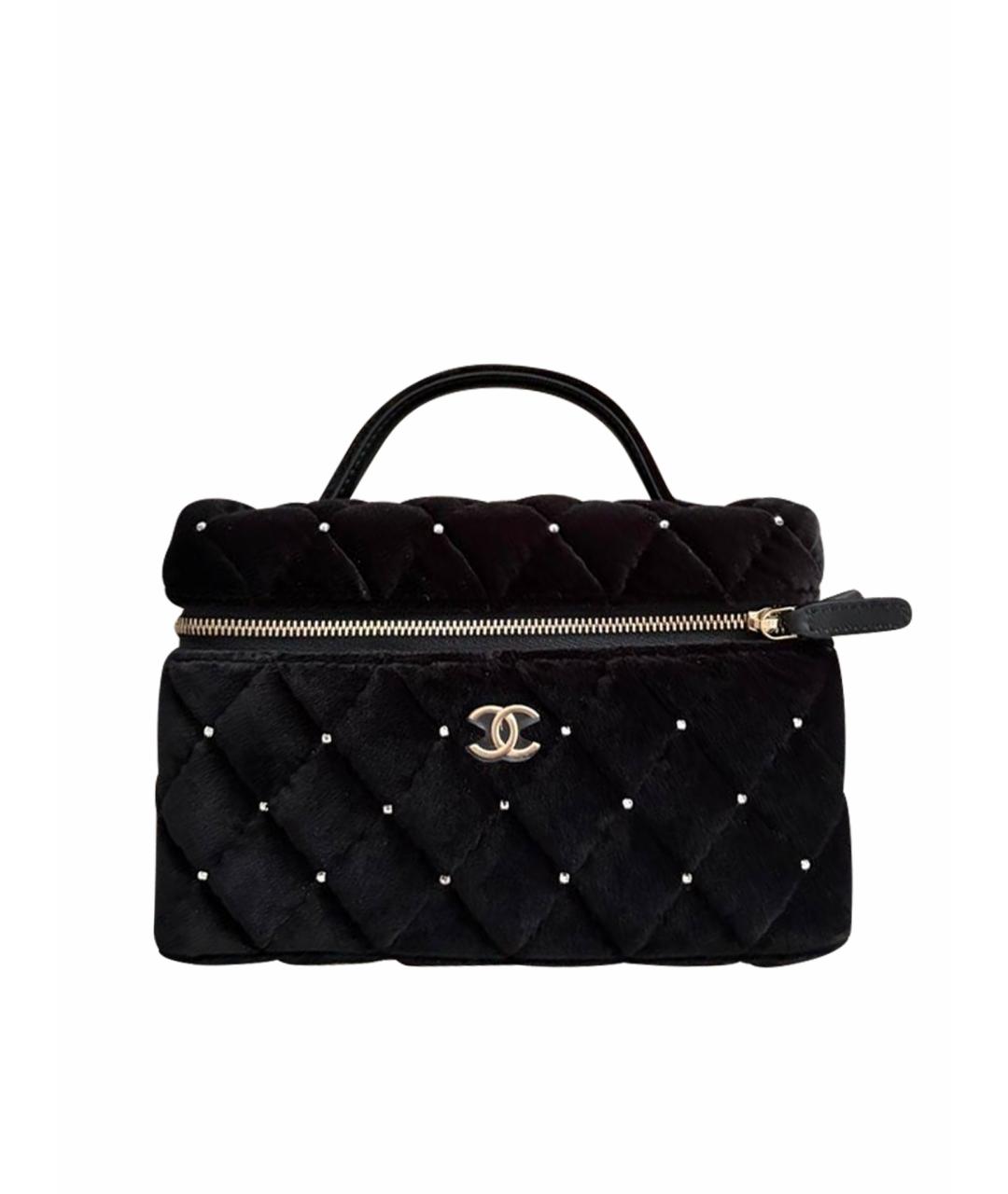 CHANEL Черная бархатная сумка с короткими ручками, фото 3