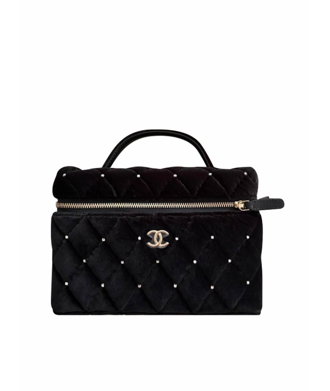CHANEL Черная бархатная сумка с короткими ручками, фото 1