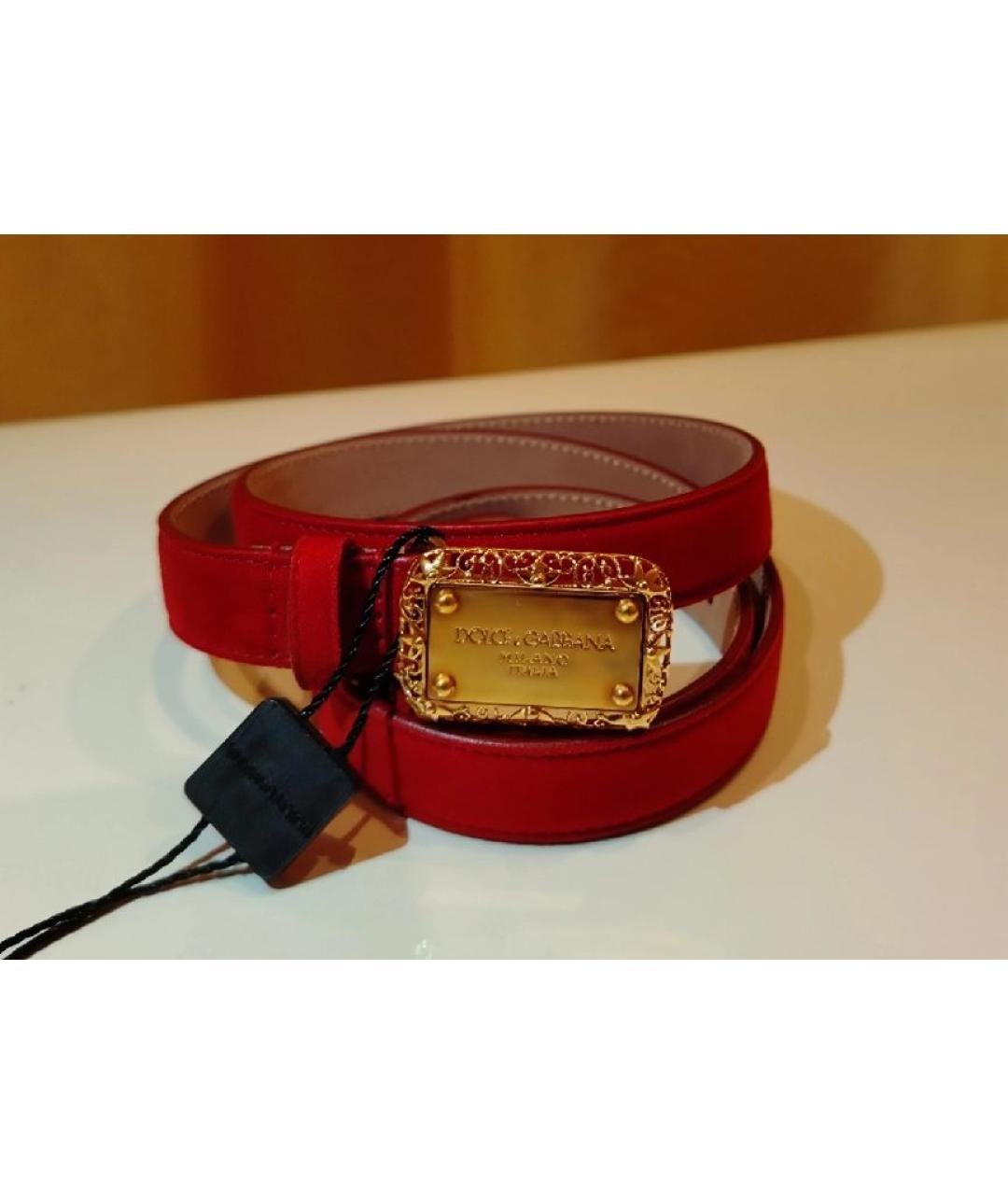 DOLCE&GABBANA Красный замшевый ремень, фото 6