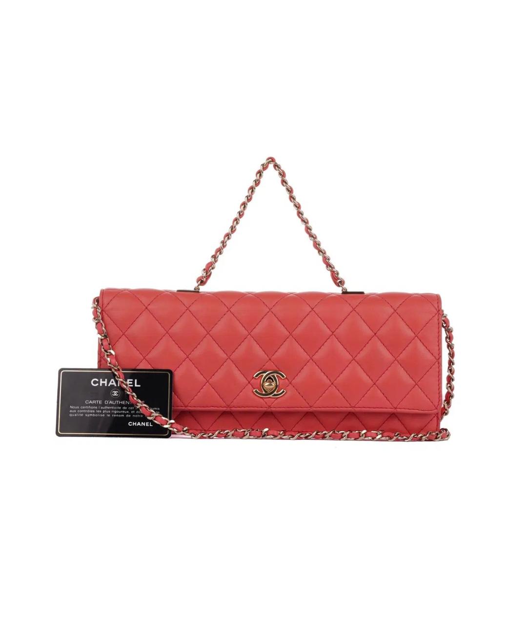 CHANEL Коралловая кожаная сумка через плечо, фото 2