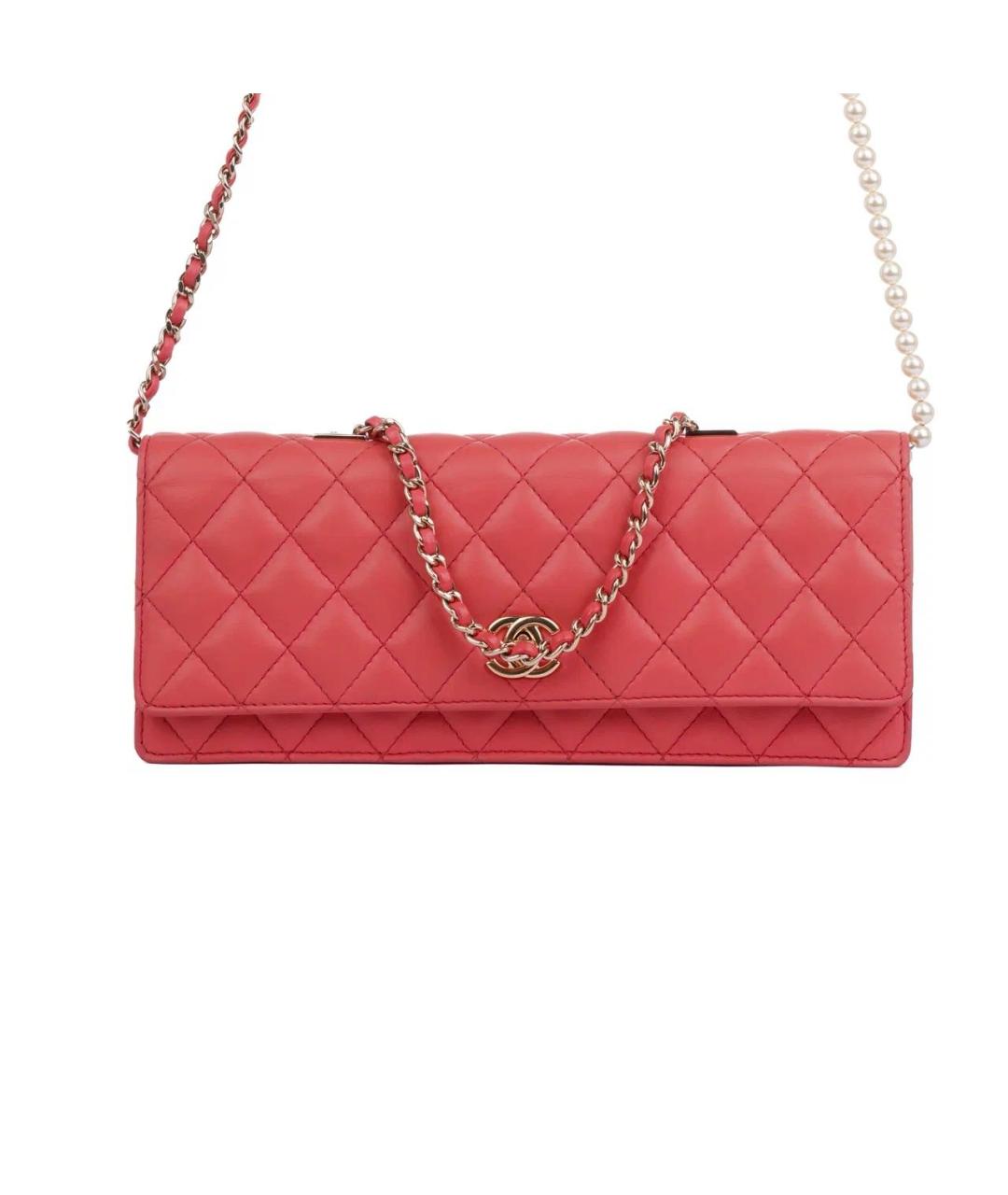 CHANEL Коралловая кожаная сумка через плечо, фото 3